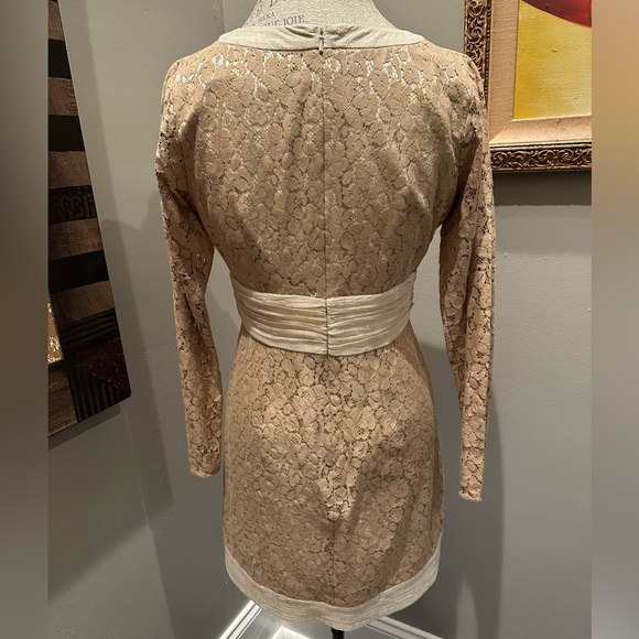 Laundry by Design Gold Lace Shimmer Overlay Mini Dress - Picture 3 of 13